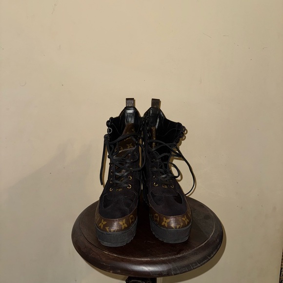 Louis Vuitton Black Monogram Combat Boots - Picture 2 of 4